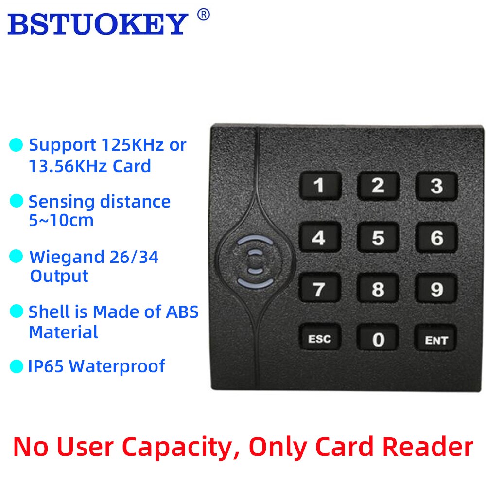 Door Access Control Proximity Card Password Reader RFID 125khz 13.56mhz Entry Swiping ID IC Card Beeper Keypad Reader Wiegand 26