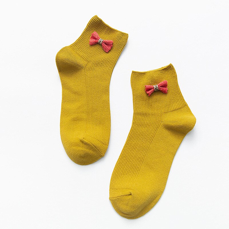 Calcetines bonitos a la para mujer, calcetines kawaii para mujer, medias de algodón para mujer: yellow