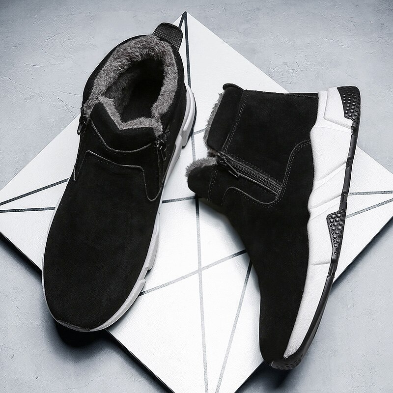 Winter plus velvet cotton shoes high-top zipper boots sports shoe men's warm men's sports shoes outdoor comfortable casual shoes