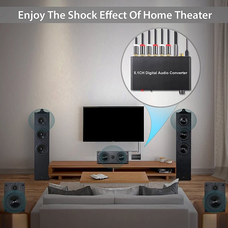 5.1ch digitale konverter-decoder spdif koaxial auf rca dts  ac3 hdtv für verstärker soundbar
