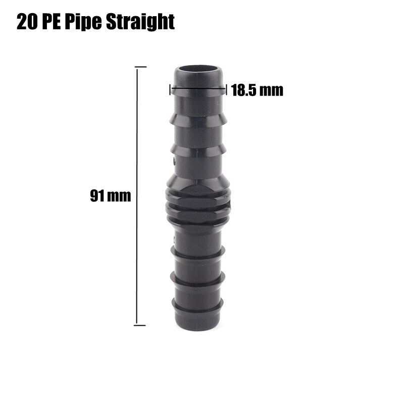 10pcs 20mm PE Pipe Connectors Agricultural Micro Irrigation Hose Connector Gardening Watering Kits Tube Tee Elbow Joints: 20PE Pipe Straight