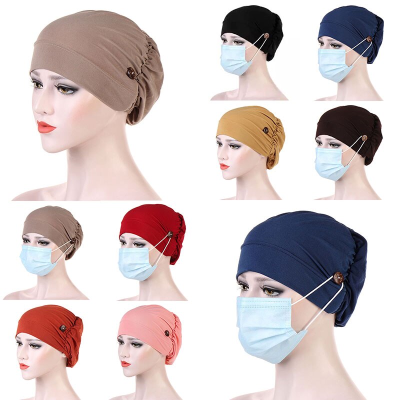 Elastic Cotton Turban Hat Solid Color Warm Winter Headscarf Bonnet Inner Hijabs Cap Muslim Hijab Female Headwear