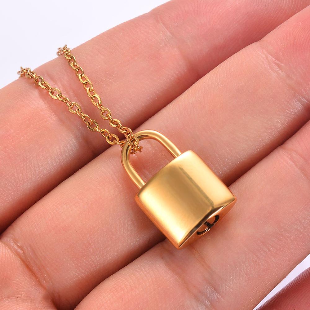 Unisex Rvs Hangslot Crematie Sieraden Voor As Urn Hanger Ketting Voor Human Pet As Lock Memorial Sieraden