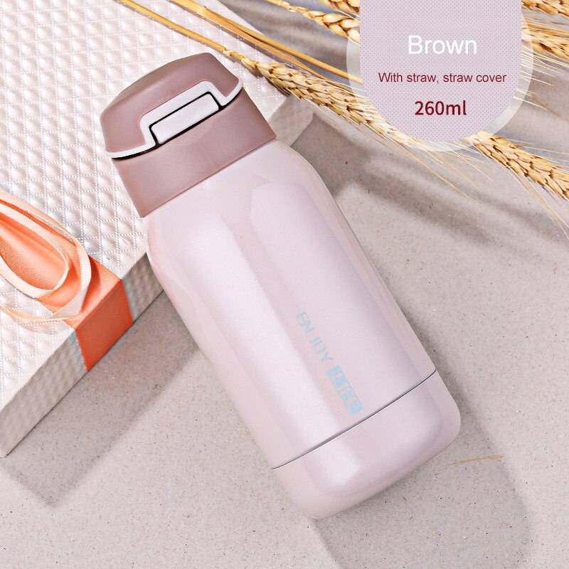 260ml / 450ml rostfri termosflaska med sugrör sporttermosflaska för barn bärbar termoshalm: 260ml c