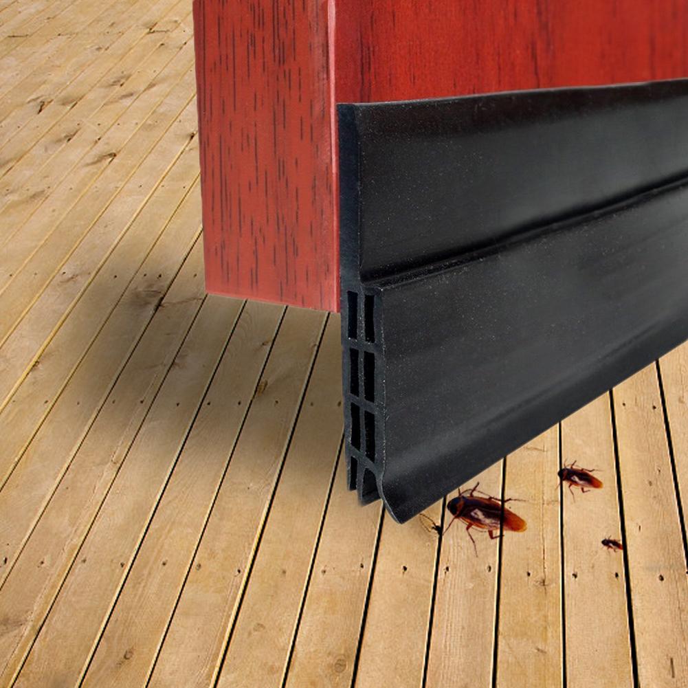 Door Sweep Weather Stripping Soundproof Rubber Bottom Seal Strip Draft Stopper Draught Excluder Door Sticker: Black