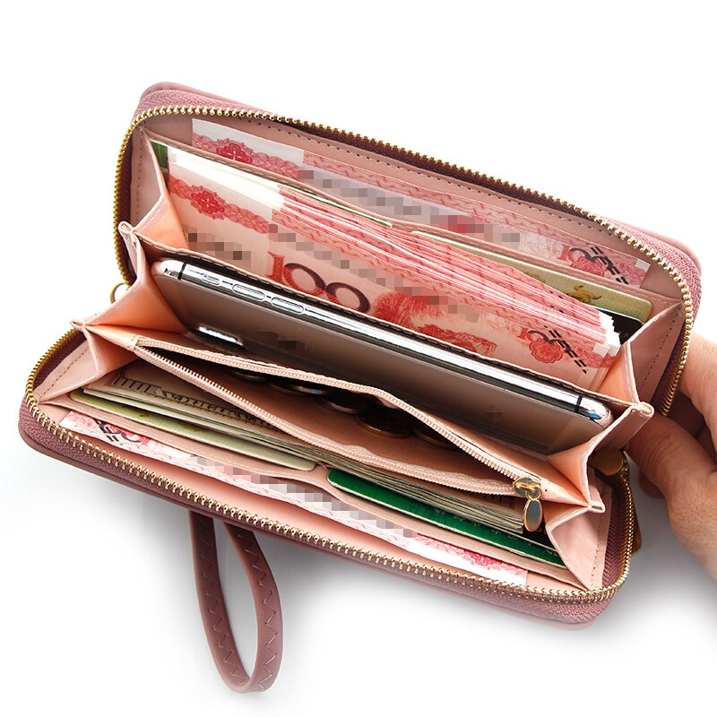 Portafoglio donna Long Love Heart Hollow Design borsa per telefono porta carte di credito in pelle ad alta capacità portafogli frizione Carteira Feminina