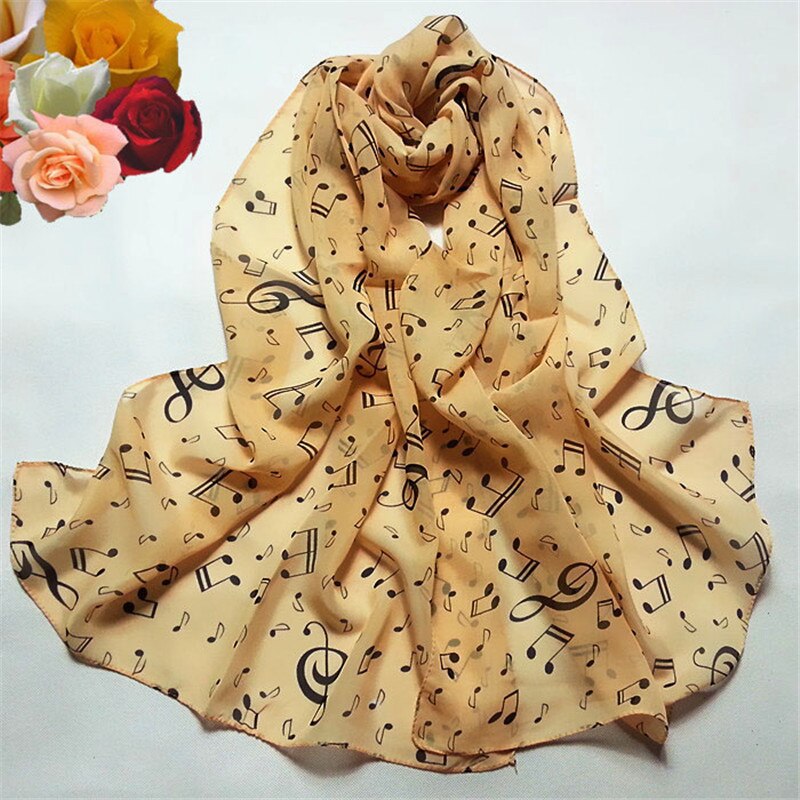 Bufanda de cuello de gasa para mujer, chal largo cálido de gasa suave para nota Musical, bufanda para acampar, bufanda para senderismo, 156cm x 50cm, Jan12