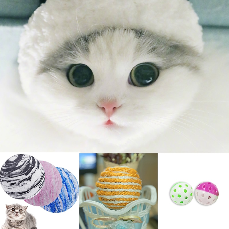 Sisal Rope Weave Ball Play Cute Chewing Catch Toys Colorful EVA Pet Dog Cat Ball Toy EVA Planet Texture Pet Balls Cat Toys