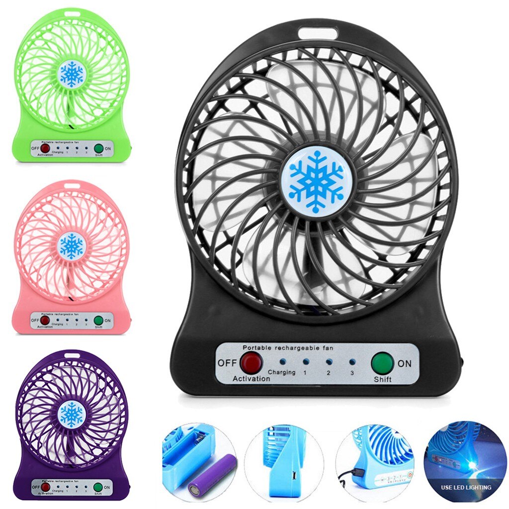 Mini Portable Fan Usb Rechargeable Fan Mini Desk Third Wind LED Light Fan Air Cooler Rechargeable Air Cooler Cooling Fans