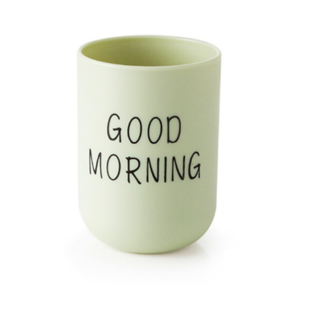 Home Tumblers Good Morning Cup Round Toothbrush Toothpaste Holder Cup Travel Washing Cup Water Mug Bathroom Accessories: green