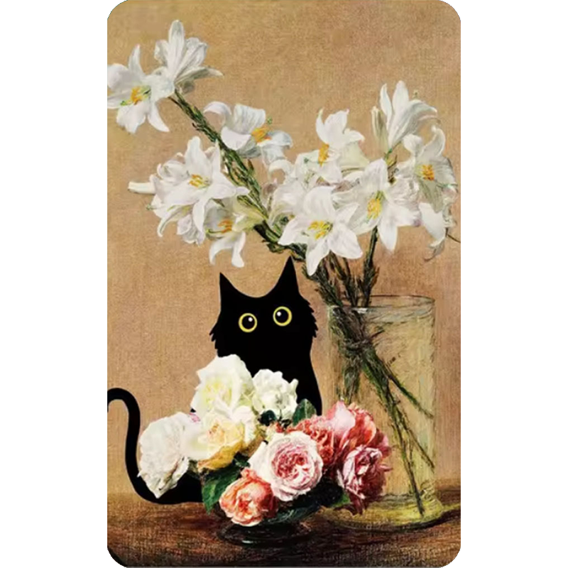 Funny Art Matisse Monet Black Cat Van Gogh Refrigerator Magnet,suitable for Home Kitchen,refrigerator Wall Door,officedecoration: light green