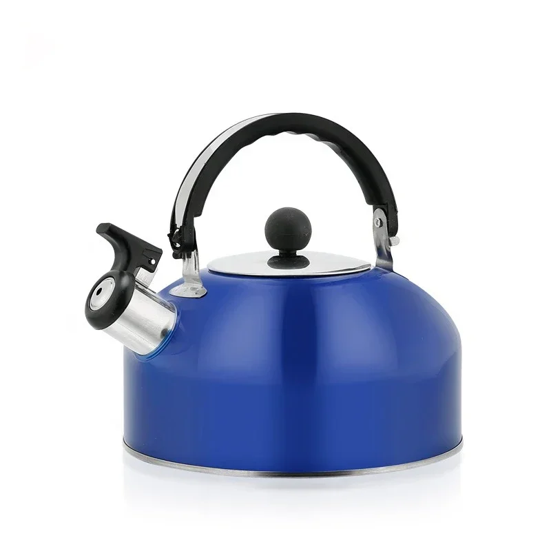 Stainless Steel Teapot Induction Cooker Heating Water Kettles Whistling Teapot for Travelling Camping Kettle Ergonomic Handle: Blue
