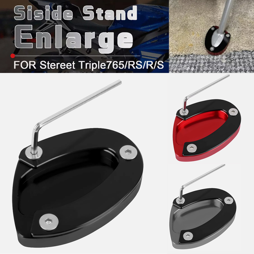 Motorcycle CNC Kickstand Extension Pad Voor Street Triple 765 765 S 765R 765RS R675 675 675RX Voet Zijstandaard Extension plaat