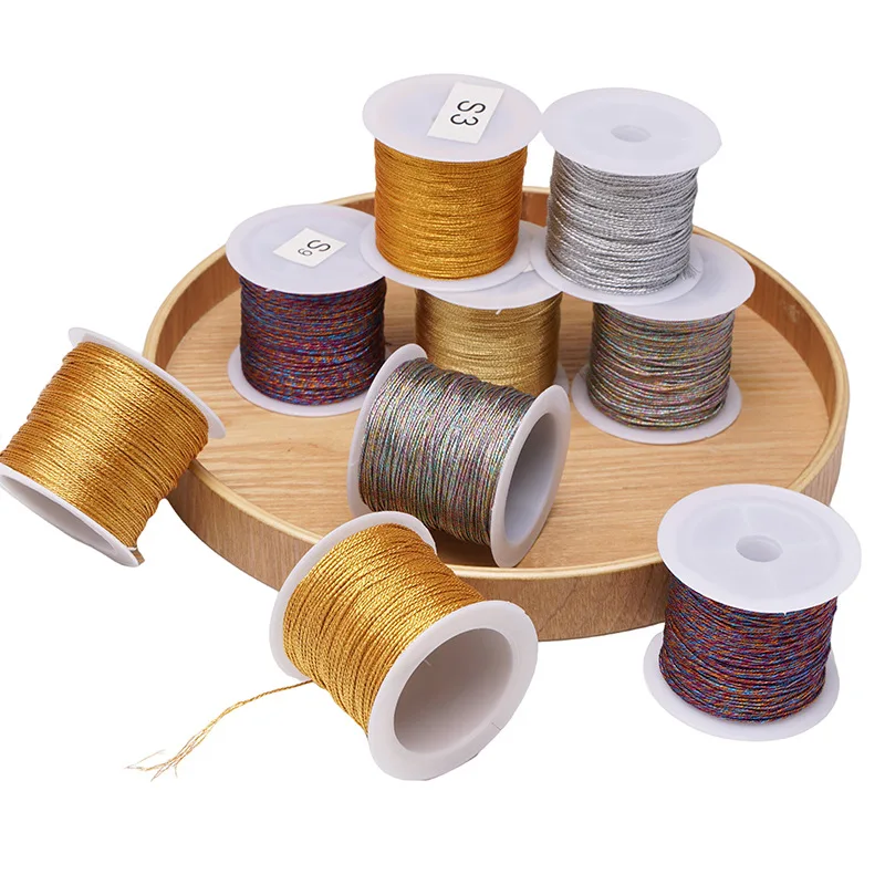 0.2mm-0.8mm Gold/Silver/Gradient Macrame Cord Thread Braided String for DIY Bracelet Necklace Tassels Beading Craft Accessories
