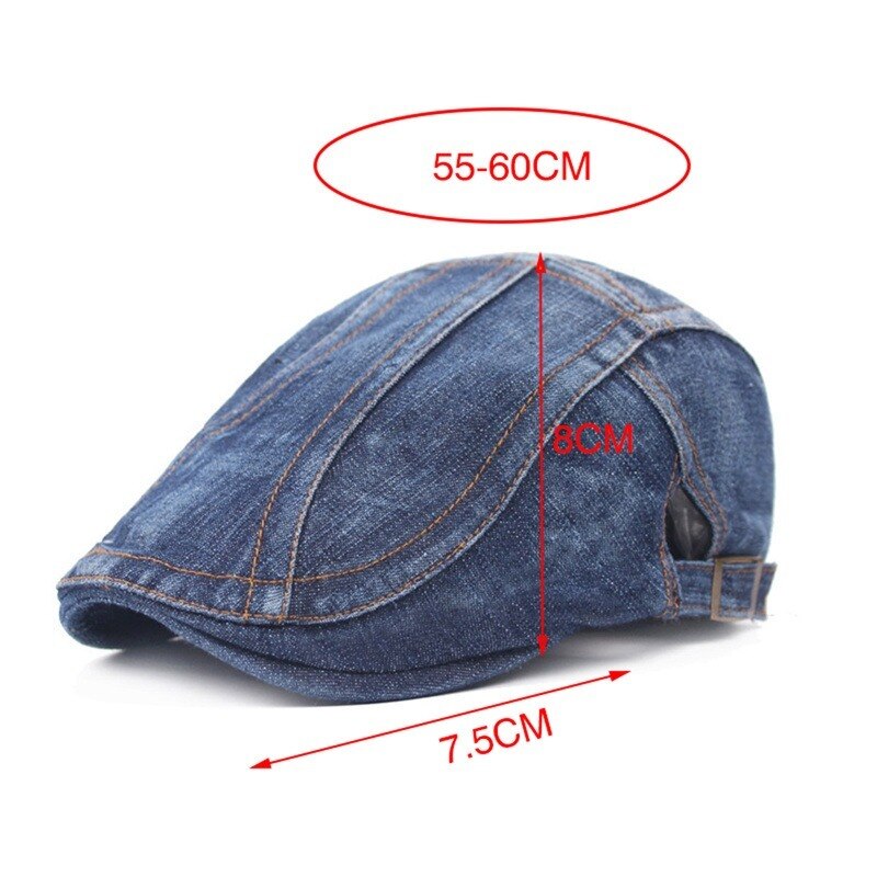 Béret en jean ajustable pour hommes et femmes, casquette de journal, Gatsby Cabbie, casquette de conduite, à visière avant, automne