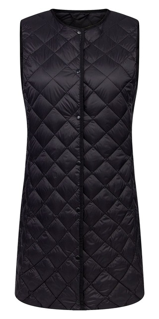 Newbang matte stof lange damesvest ultralicht donsvest damesjas dames slim mouwloos zonder kraag: Zwart / M