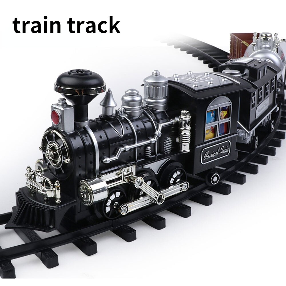 Pista de Tren Eléctrico clásico para niños, tren de carga de vapor, ferrocarril, modelo de simulación de vapor de agua, juguete para niños