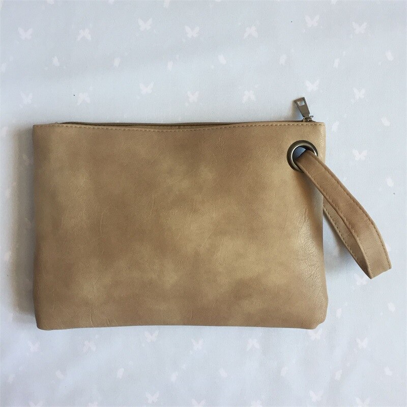 nouvelle femme sac pochette Simple rétro dames sac à main grande capacité pochette fermeture éclair enveloppe sac: Khaki