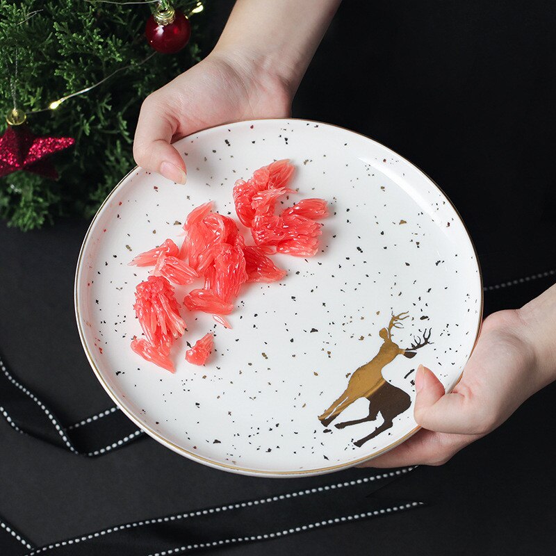 Kerst Patroon Platen Flat Tray Kerst Cadeau Sneeuwpop Patroon Plaat Westerse Restaurant Steak Platen Heerlijk Dessert Lade