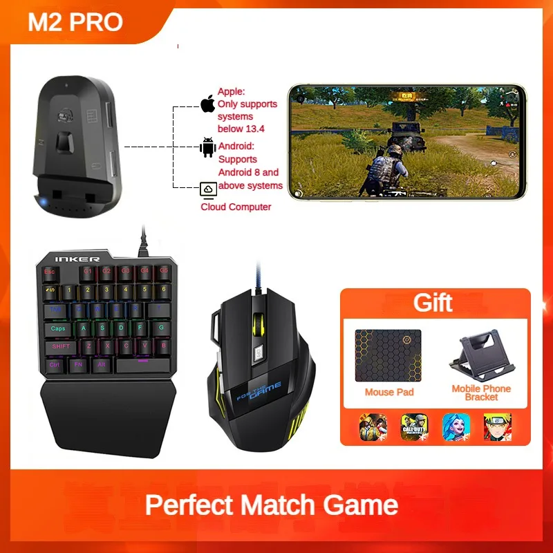 M2 Pro Mobile Game Controller 4-in-1-Maus-Tastatur-Adapter-Konverter BT5.0 Programmierbarer Adapter unterstützt IOS Android ab 8 Jahren: green