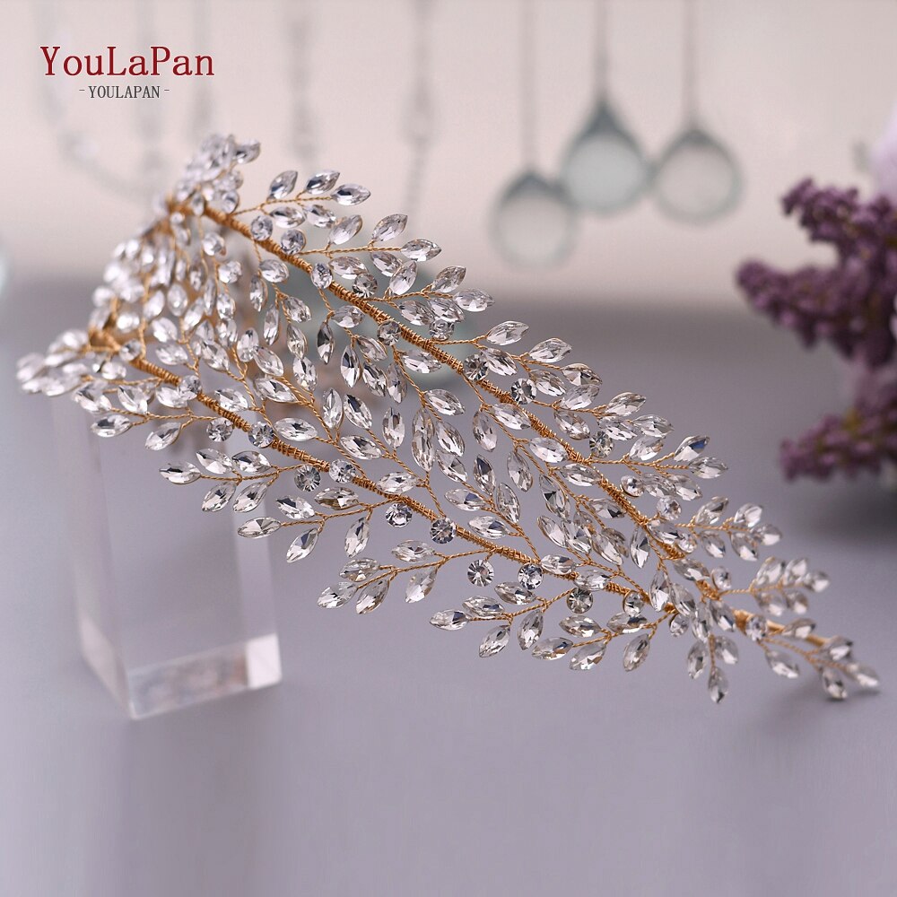 Youlapan HP308 Strass Bruids Haar Sieraden Bridal Tiara Diamanten Bruiloft Hoofddeksel Bridal Crown Silver Crystal Hoofdbanden