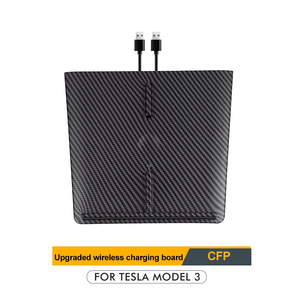 For Tesla Model 3 Y USB Ports Fast Charger Dual Phones Accessories Model3 Car Wireless Charger Carbon ABS Model Three: Carbon ABS