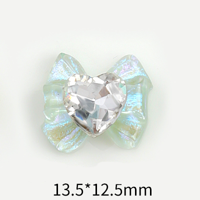 10 Uds. De abalorios para uñas de Sailor Warrior Moon 3D, lazo rosa brillante para niñas, gemas de diamante blanco, diamantes de imitación para uñas, piezas de uñas de japonés: Verde