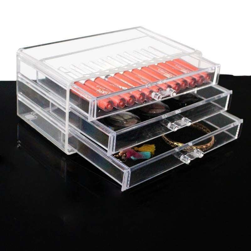 Large Capacity Storage Box Dressing Table Cosmetic Lipstick Storage Rack Transparent Drawer Desktop Finishing Box Acrylic
