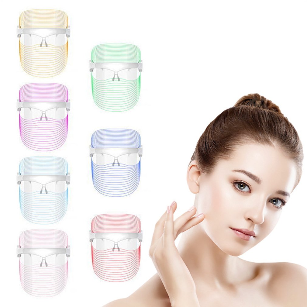 LED Face Mask Light Therapy 7 Colors Light Therapy Facial Photon Beauty Device For Facial Rejuvenation Wrinkles Reduction