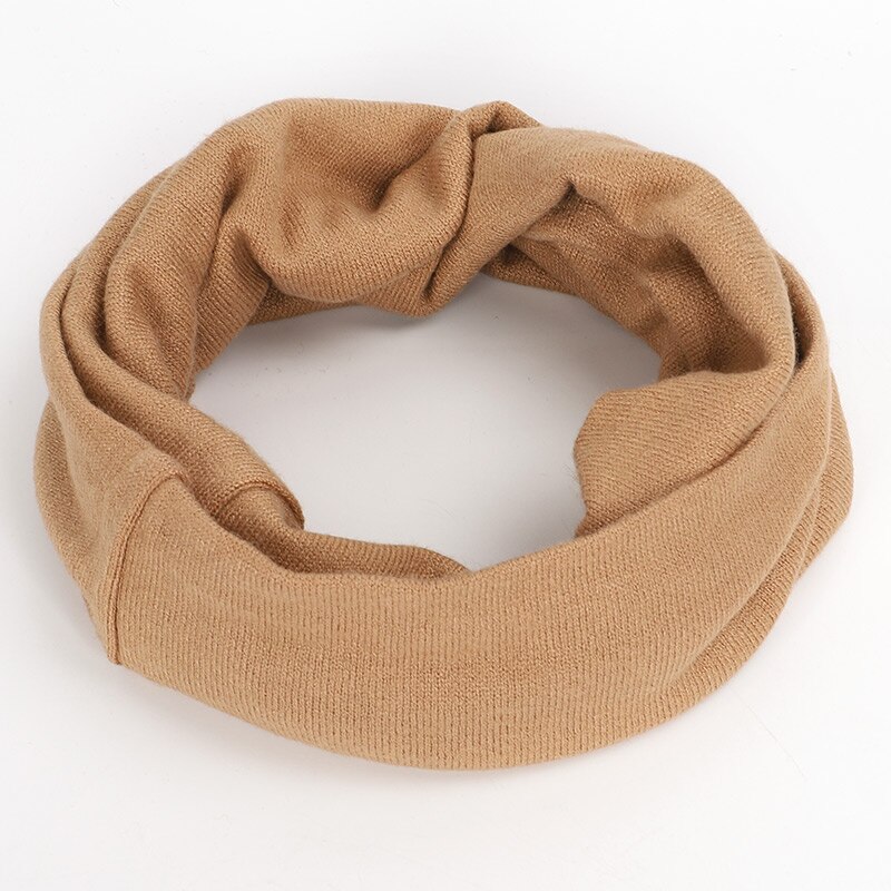 Winter Luxury Cashmere Ladies Scarf Women Solid Color Neck Warmer Ring Scarf Wool Scarves Kerchief Comfortable: khaki