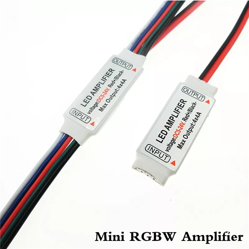 RGBW LED Amplifer DC5-24V 4A*4 Channel LED Amplifier With DC Female Plug for RGBW LED Strip Power Repeater Console Controller