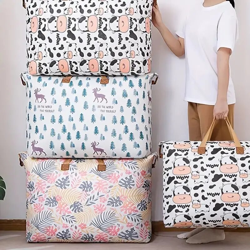 1 stuk print rits quilt opbergtas rits grote capaciteit verpakking tas dubbele handvat vochtbestendige kleding quilt opbergtas