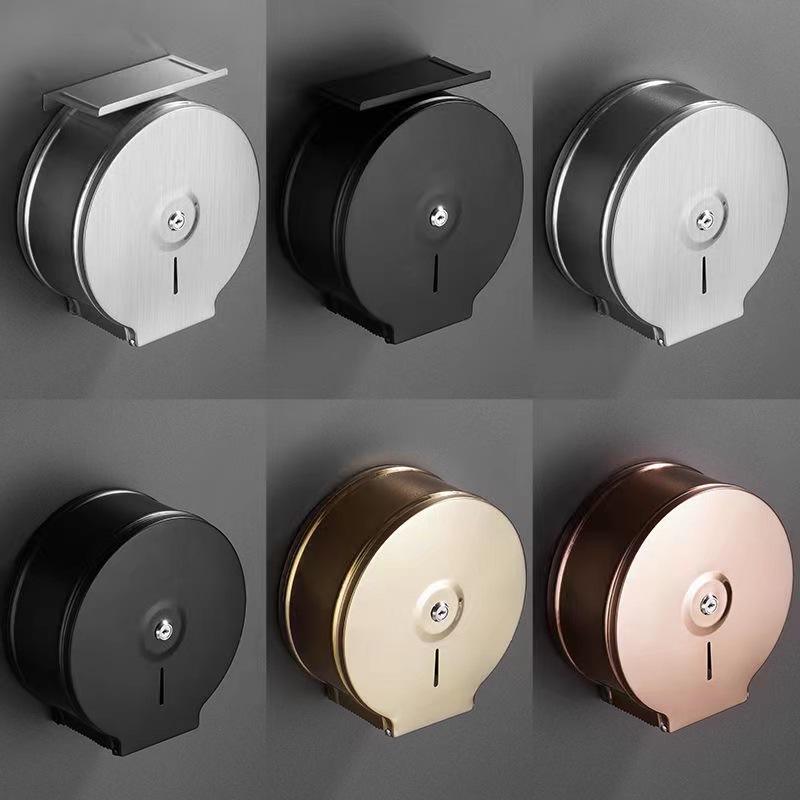 Organizador de papel de parede para banheiro, aço inoxidável, grande rack de tecido, casa, hotel, rolo de papel higiênico, suporte com trava