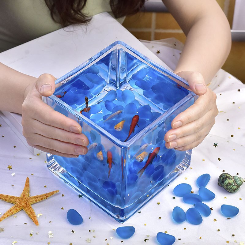 Table top small fish tank small aquarium living room small household crystal glass ecological Mini tank square fish