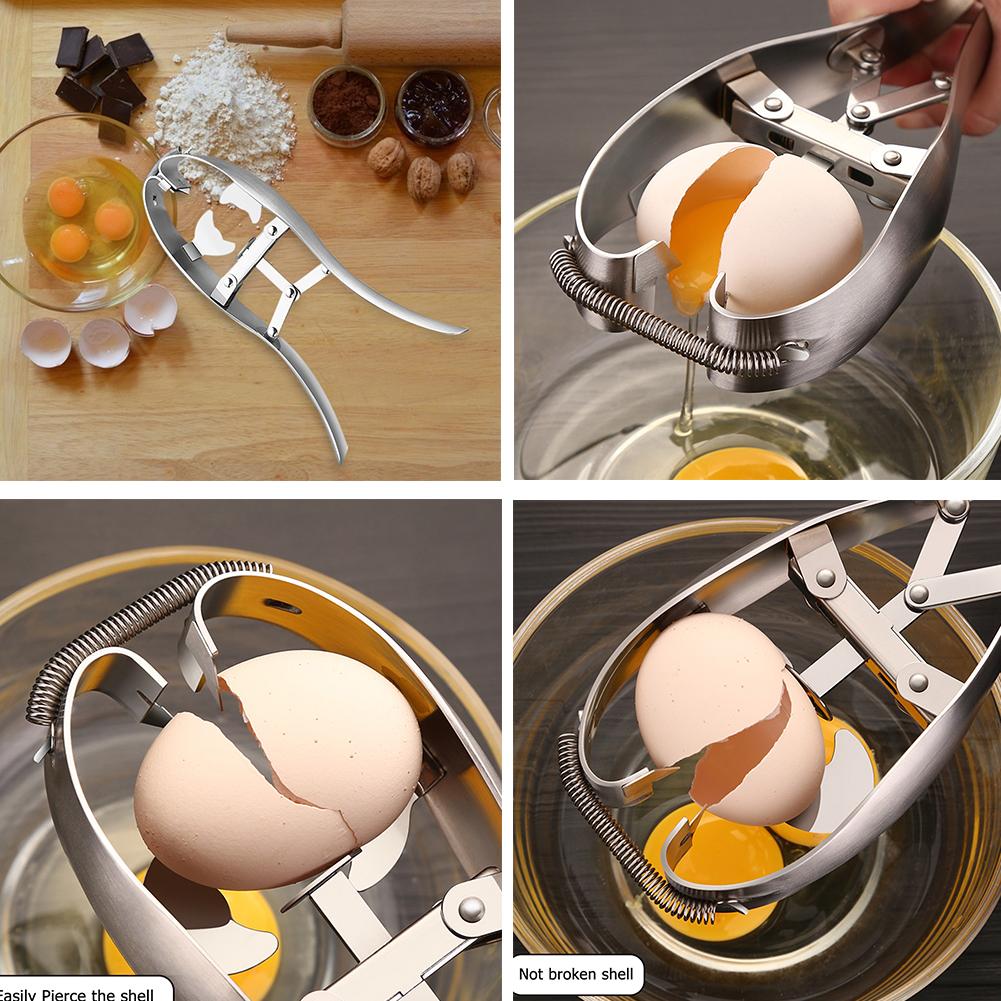 Handheld Stainless Steel Raw Egg Opener Metal Egg Scissors Eggshell Cracker Topper Cutter Egg Separator for Home Kitchen Gadgets