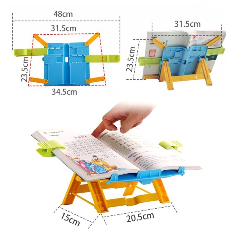 Adjustable Kid Children Reading Shelf Holder Portable Folding Book Stand Support
