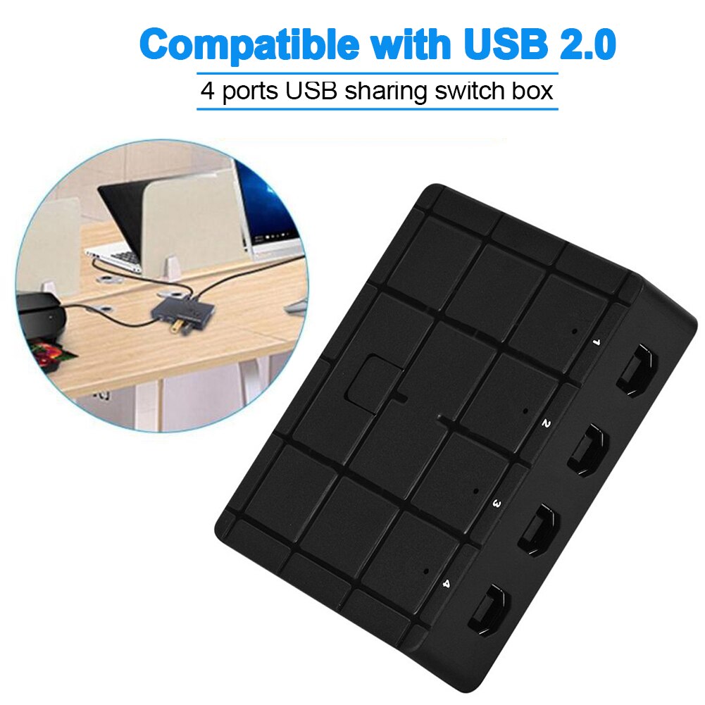 4 Ports USB2.0 Hub KVM Box Scanner Monitor Accessory Plug And Play Home Office For PC Printer Sharing Switch Adapter Portable