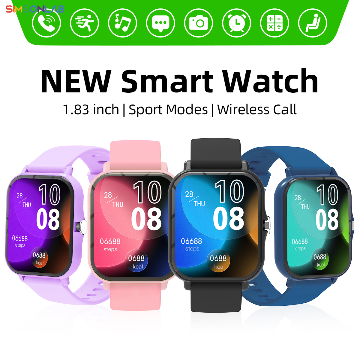 2026 Nuovo sport Smartwatch per androide/IOS Monitoraggio del Sonno fitness inseguitore BT Chiamata Assistente Vocale Uomini Donne Guarda Regali Scelta