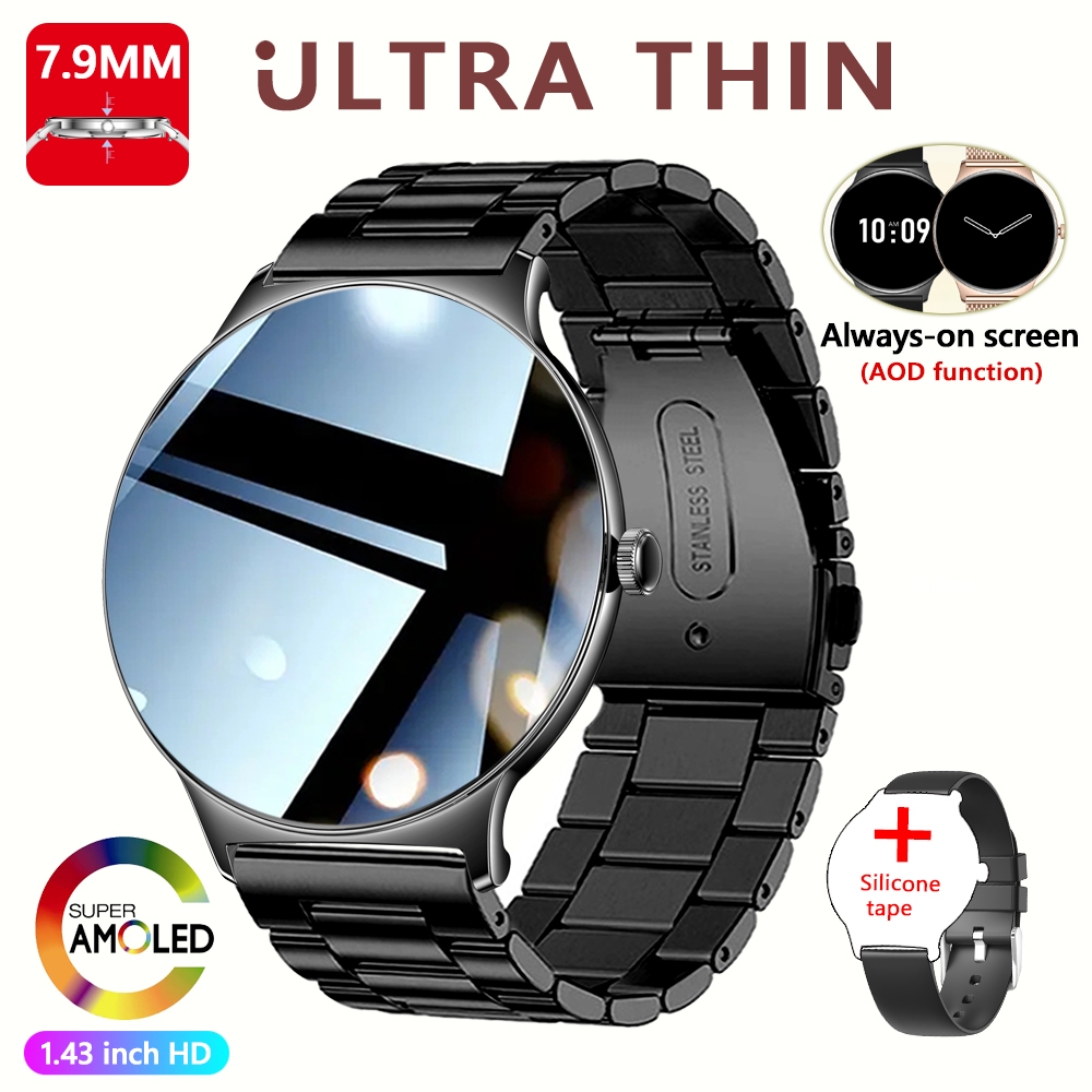 ChiBear Ultra Sottile Moda Smart Watch Schermo da donna Visualizza sempre l'ora Bracciale sportivo Chiamata Bluetooth AMOLED Smartwatch Donna: Viola