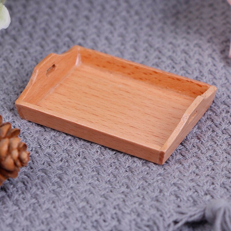 1/12 Dollhouse Miniature Wooden Plate Simulation Tray Model for Doll House Decor