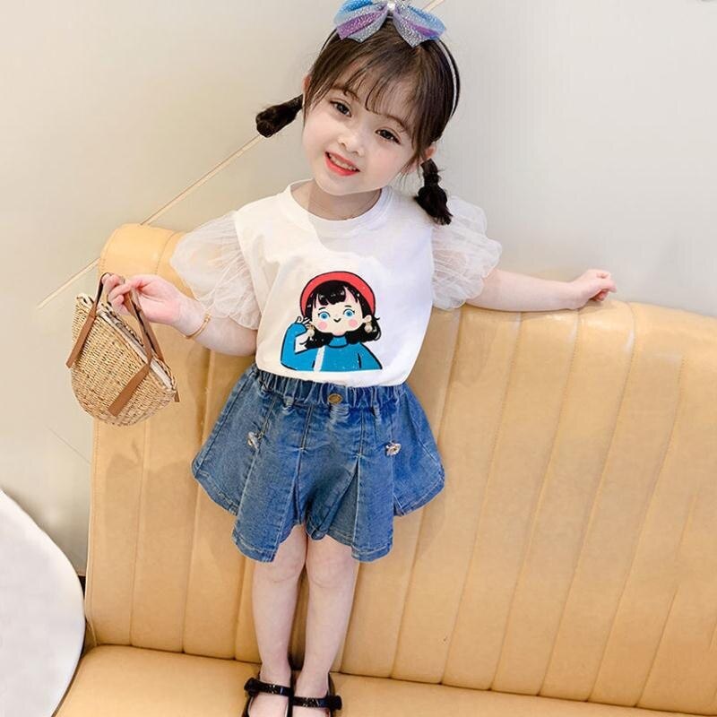 Mode Kinderen Meisjes Jean Rok 2 4 5 6 7 8 Peuter Infant Baby Meisjes Denim Geplooide Solid Rok Prinses rok Outfits Kleding