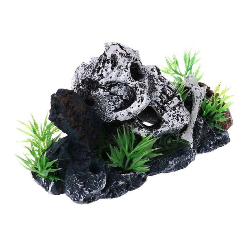 Pirate Skull Skeleton Aquarium Ornament Hiding Cave Fish Tank Decoration Decor
