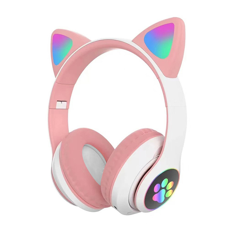 Trådløst bluetooth-headset gamer led-lys vandtæt støjreducerende ørepropper trådløse hovedtelefoner bluetooth-øretelefoner: Lyserød