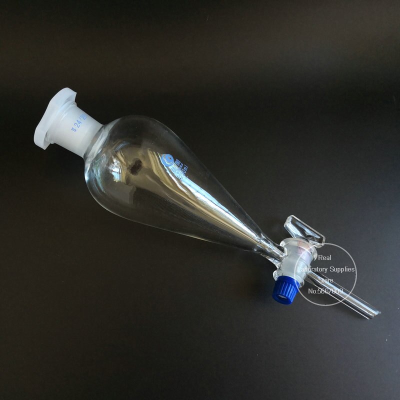 Embudo cónico separador con forma de pera, de 60ml a 2000ml, con vidrio, vidrio de pistón de suelo, cristalería de Laboratorio 1 pieza,
