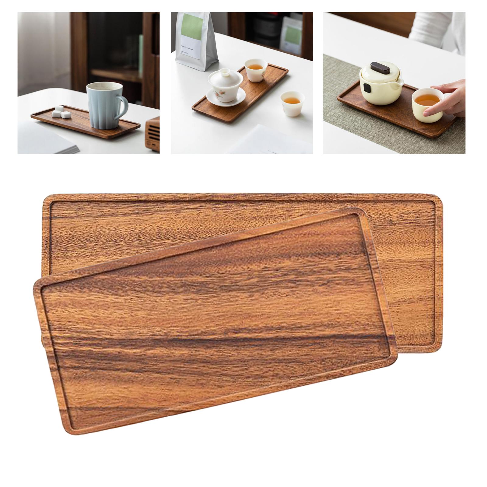 Wooden Large Serving Tray Rectangular Coffee Dinner Food Trays 30x12x1.2cm