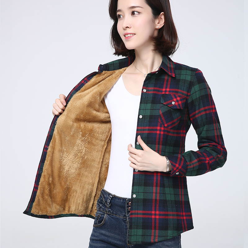 2023 inverno nuovo più spesso camicia scozzese calda da donna cappotto Lady Casual giacca in pile di velluto Top vestiti caldi delle donne tuta sportiva: L / Grigio