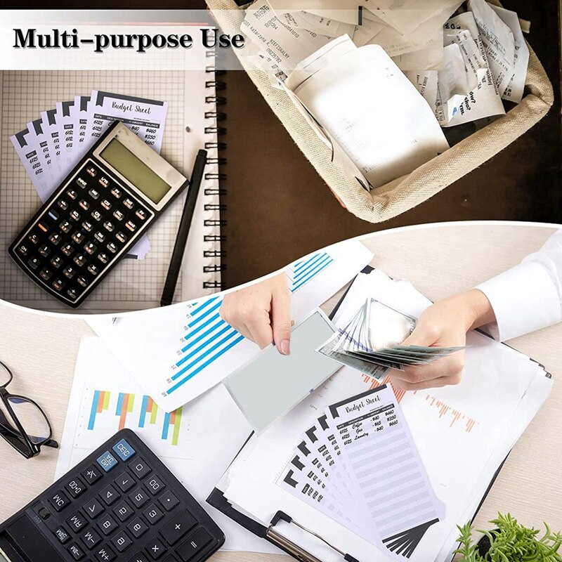 60 Pcs Black Expense Tracking Form Expense Tracker Form Envelope Budget Binder for Personal and Commercial Use
