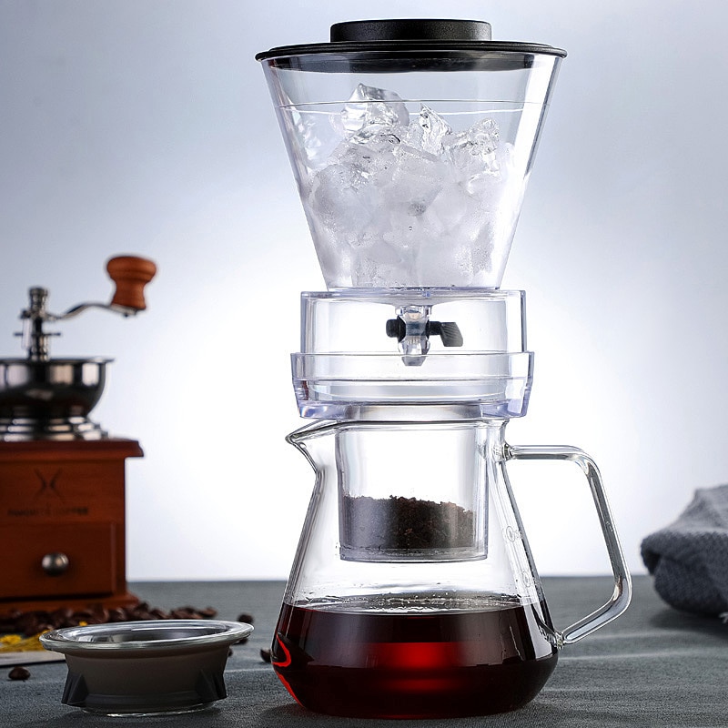 Jään tippuminen kahvinkeitin barista lasi aromikeitin kahvinkeitin suuri suodatin kuppi kylmää hautua kahvinkeitin vesi teetä mokkapannu 500ml