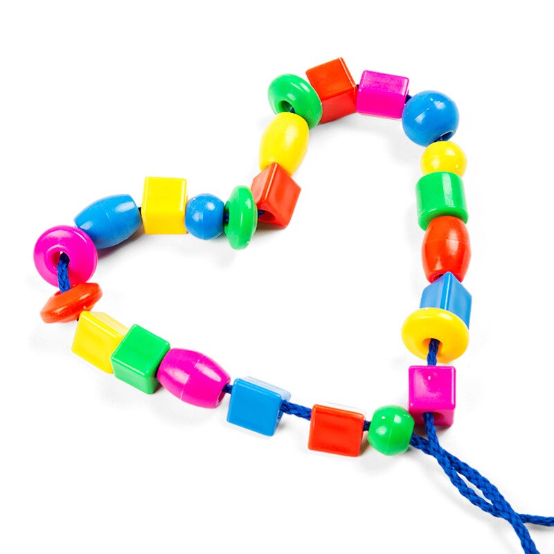 50pcs/set Geometric Figure Plastic Threading Beads Handwork Early Educational Toys Kindergarten Crafts Beads Toys
