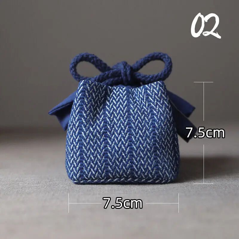 Teacup Bag Portable Travel Tea Set Storage Bag Tea Pots Four Or Six Cups Large Cloth Bag Outdoor Organizer Denim Organizer: green